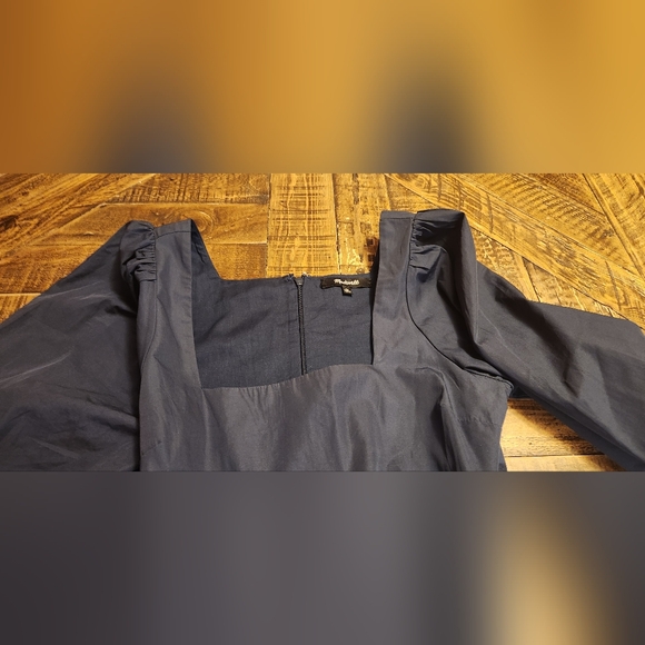 Madewell Poplin Lizzie Dress Square Neck in Twilight Size 00 - Picture 10 of 11